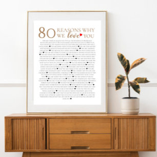 80 anledningar till att vi kärlek 70:e 60:e årsdag poster