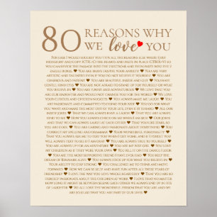 80 anledningar till att vi kärlek 70:e 60:e årsdag poster