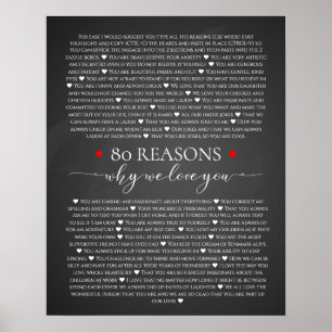 80 anledningar till att vi kärlek dig 80:e årsdage poster