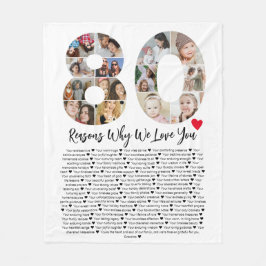 80 anledningar till att vi Kärlek dig 80:e födelse Fleecefilt