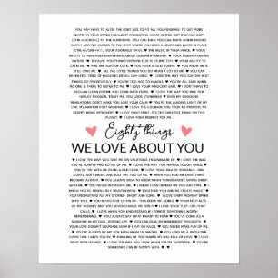 80 anledningar till att vi kärlek din födelsedagsp poster