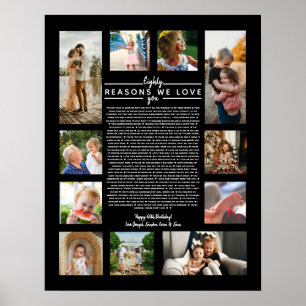 80 anledningar till att vi kärlek din födelsedagsp poster