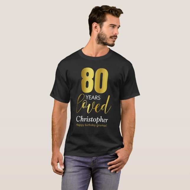 80 år, 80:e födelsedagen t shirt (Hel framsida)