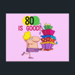 80 år är Bra Birthday Tshirts och Gifts Vykort<br><div class="desc">80:e födelsedagskjortor,  mugg,  kort,  klistermärken,  80:e födelsedagsknappar,  magneter och andra 80:e födelsedagskläder och presenter med en söt tecknad figur i dam med en stapel av födelsedagskalkyler och text som lyder "80 är Bra!".</div>