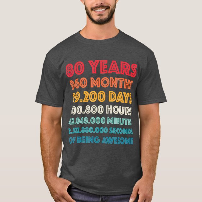 80 år för fantastisk-födelsedagspressen t shirt (Framsida)