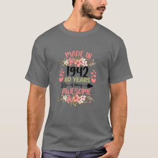 80 år gammal 80:e födelsedag född 1942 t shirt