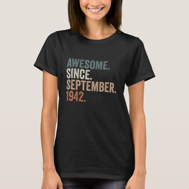 80 år gammal Fantastisk sedan september 1942 80 år T Shirt (Framsida)