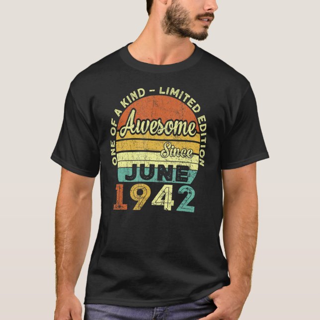 80 år gammal juni 1942 80:e födelsedagen t shirt (Framsida)