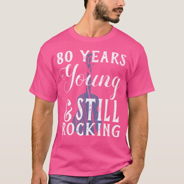 80 år gammal rakinggitarr i 80 år t shirt (Framsida)