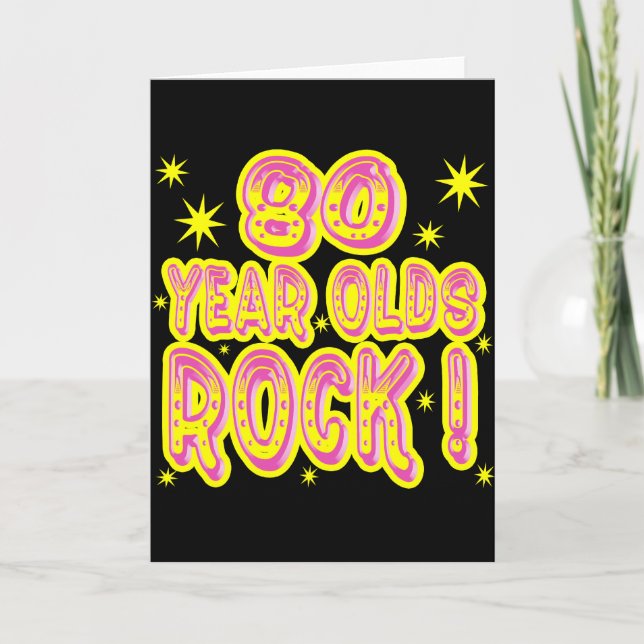 80 år gammal Sten! (Rosa) gratulationskort Kort (Framsida)