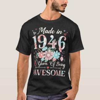 80 år gammal Tillverkad 1946 80-årsdag Blommig T Shirt
