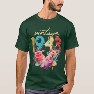 80 år gammal vintage 1943 blomstergåva för hans 80 t shirt