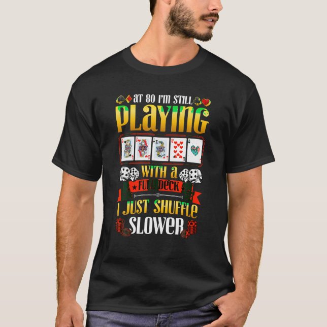 80-årig födelsedagslas Vegas Casino-kort Spelare 8 T Shirt (Framsida)
