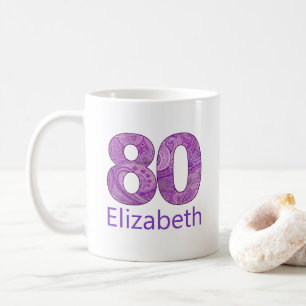 80-årig gåva lila 80-årsdag anpassningsbar kaffemugg