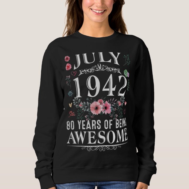 80-årig Made in juli 1942 80:e födelsedagen Kvinno T Shirt (Framsida)