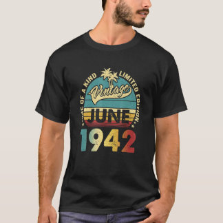 80-årig Vintage juni 1942 80 B-dagen T Shirt