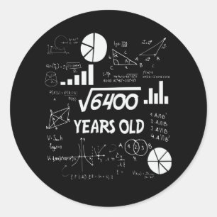 80-åriga Bday Math Teacher 80:e födelsedagsgåva Runt Klistermärke
