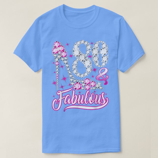 80-åriga gåvor 80 och Fabulous 80:e födelsedagspin T Shirt (Design framsida)