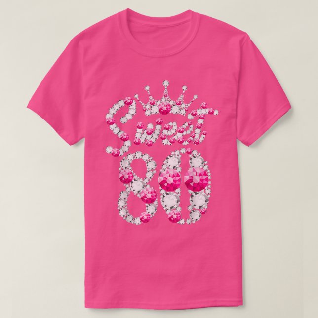 80-åriga gåvor, sötad, 80:e födelsedag, Rosa Diamo T Shirt (Design framsida)