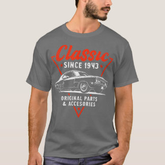 80-åriga klassiska bilarna 1943 80:e födelsedagen t shirt