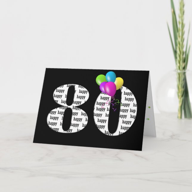 80-års balongbukett kort (Framsida)