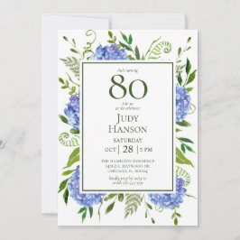 80-års Blå Hydrangeor Inbjudningar