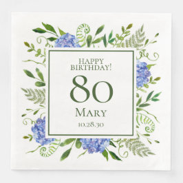 80-års Blå Hydrangeor Pappersservett