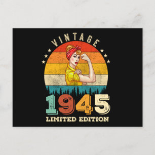 80 Års Födelsedag 1945 Vintage 80-årsdag Kvinnor Vykort