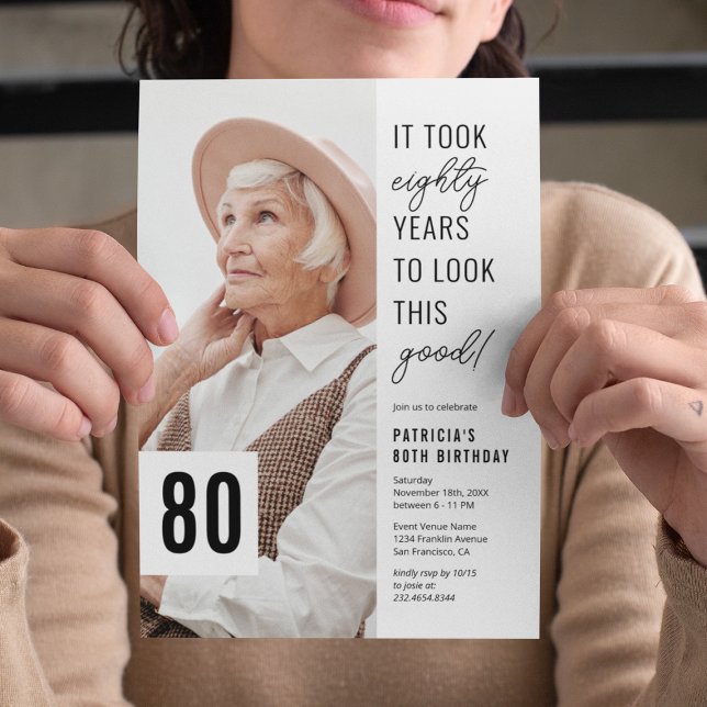 80-års födelsedags fotofest inbjudan (Skapare uppladdad)