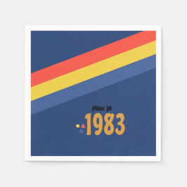 80-års födelsedagsfest, Tillverkad 1983 Retro Pappersservett