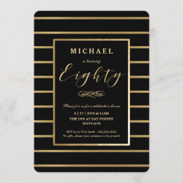 80-års inbjudan - Guld, Elegant Manlig