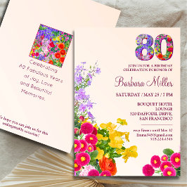 80 års modern blommigt i födelsedagsfesten party inbjudningar