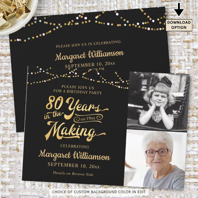 80 ÅRS Svart Guld I SKAPAR Inbjudningar (Skapare uppladdad)