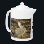 80 års ungt, Adsible Rabbit Photo 80:e födelsedage<br><div class="desc">Den här tekannan har ett vackert, litet, brunt sitta på morgonen sol som känner strålens värme. Det här är ett unikt sätt att fira en milstolpe på 80, 90 år eller vilken ålder som helst genom att anpassa åldern på den lyckliga födelsedagspojken eller flickan. "Vissa speciella är 80 år gamla"...</div>