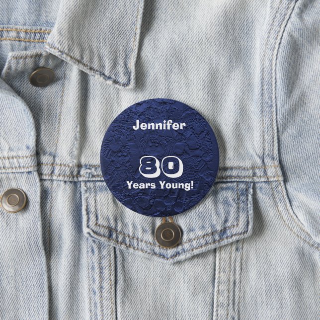 80 års Years Young Blue Rag Dolls Birthday Button  Knapp (In Situ)