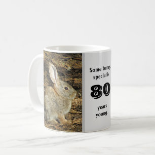 80 års Young Cute Rabbit Photo 80:e födelsedagen Kaffemugg