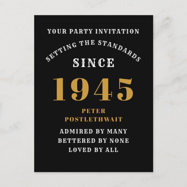 80-årsdag 1945 Svart Guld Vykort (Framsida)