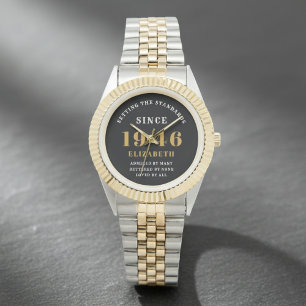 80-årsdag 1946 Elegant Svart Vitt Chic Armbandsur