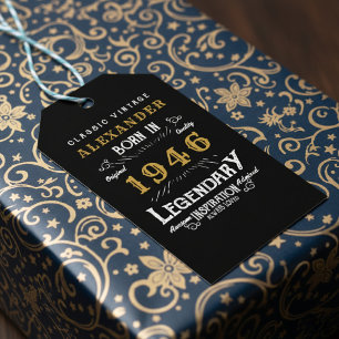 80-årsdag 1946 Lägg till namn Legend Svart Guld Presentetikett