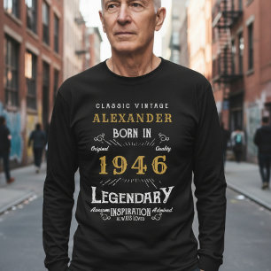 80-årsdag 1946 Lägg till namn Svart Guld Legendari T Shirt