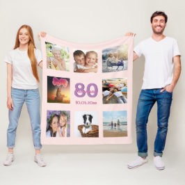 80-årsdag anpassningsbar fotokollage ro guld rosa fleecefilt