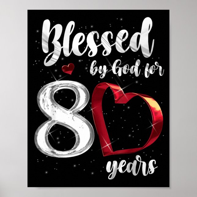 80-årsdag Blåst av Gud i 80 år Födelsedag Poster (Framsidan)