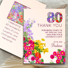 80-årsdag blommigt i dag 80 år party tack kort
