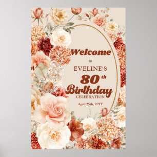80-årsdag, färgstark bukett Välkomna Poster