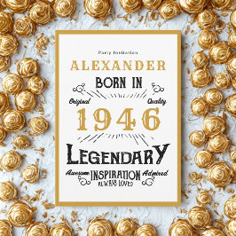80-årsdag Född 1946 Vit Guld Legend Inbjudningar