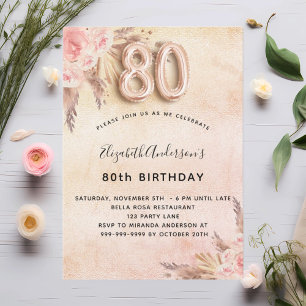 80-årsdag för pampas gräs, blommor från ro inbjudningar