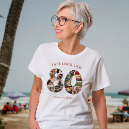 80-årsdag Fotokollage Elegant och Tidlös T Shirt