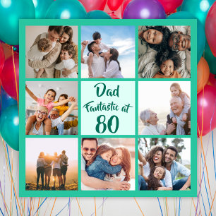 80-årsdag fotokollage med kvadratiskt Pappa-fotoko