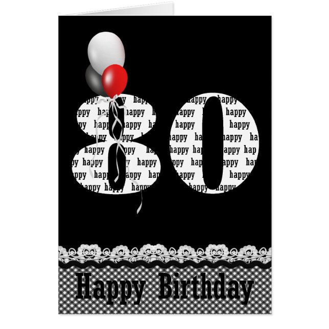 80-årsdag med ballongbukett hälsningskort (Framsidan)
