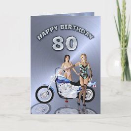 80-årsdag med flickor och motorcykel kort
